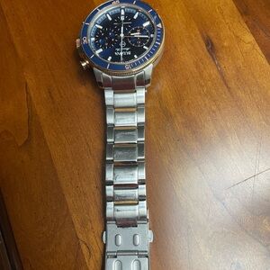 Bulova Silver Watch with Blue Dial